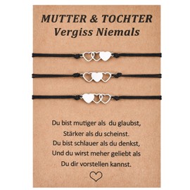 VU100 Gift for Friends/Sister/Mother/Daughter, Heart-Shaped Stainless Steel Bracelet, Friendship Bracelet, Mother's Day, Birthday Gift for Mother, Daughter, Friend, Sister, Stainless Steel, No