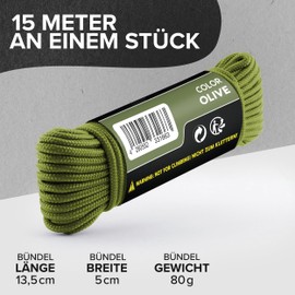 GO!elements 100 m Paracord Rope Made of Tear-Resistant Nylon - 3 mm Paracord 425 Type II Max. 192 kg - Cords as Outdoor Rope, All-Purpose Rope, Survival Rope, Bracelet, Dog Lead, Nylon Cord