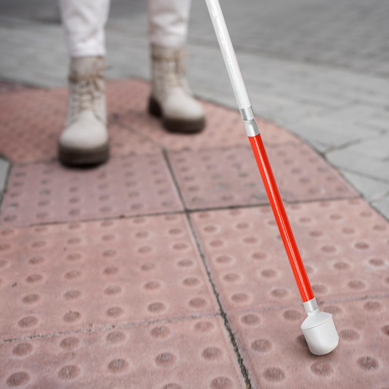 Blind Cane Stick - Mobility Reflective Red-White Foldable Walking Baston