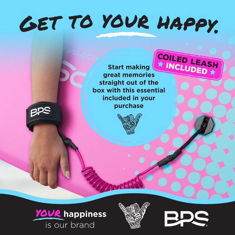 BPS 41" Adults Kids Body Board with Bicep Coiled Leash