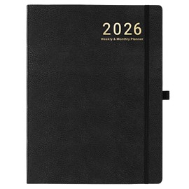 2026 Planner - JAN 2026 - DEC 2026, Planner Weekly and Monthly, Calendar Planner, 8.5" x 11", Leather Cover Planner with Thick Paper, Back Pocket with Notes Pages, Black