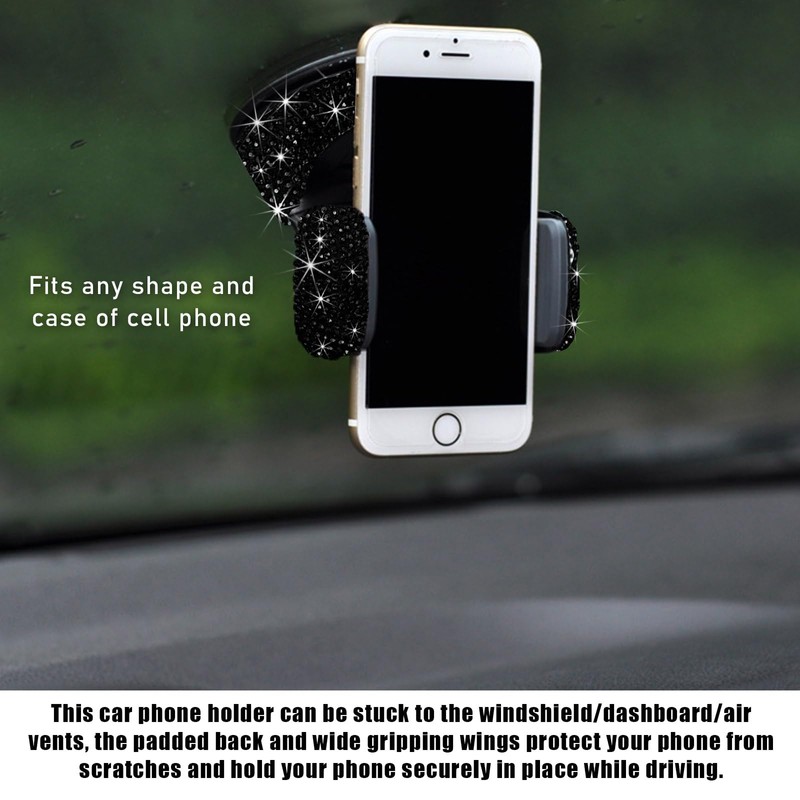 Suvnie Bling Car Phone Holder, 360 Degree Adjustable Crystal Auto