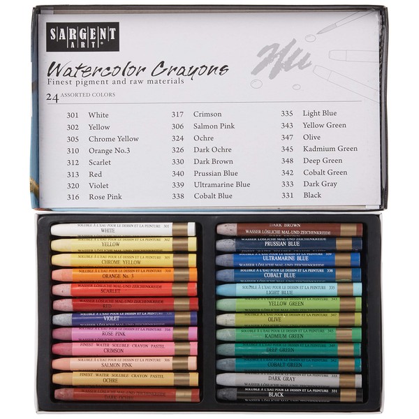 Sargent Art 22-1124 Artist Quality 24 Premium Watercolor Crayons