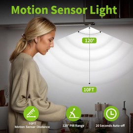 Sanofuturion Motion Sensor Under Cabinet Lighting-Magnetic Rechargeable Closet Lights for Kitchen,Stairs,Wardrobe | 3-Color Dimmable LED Under Counter Lighting | Cord-Free Light Bars (9.5inch-4Pack)