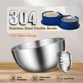 Newget Stainless Steel Dog Bowl Set with Lids, 304 Metal Dual Food & Water Bowls for Dogs & Cats, Large Capacity Pet Feeder with Cover Keeps Food Fresh, Anti-Skid Dog Dish for Small/Medium/Large Pets