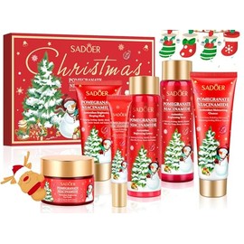 Christmas Gifts 6 Pcs Skin Care Set Pomegranate Moisturize Soothe Hydrate Gifts for Teenage Girls Stocking Stuffers Christmas Gifts for Women-Cleanser,Toner,Lotion,Face Cream,Eye Cream,Sleep Mask