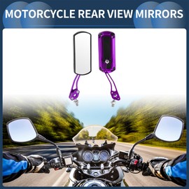 INFINAUTO Motorcycle Rear View Mirrors Bar End Side Mirrors Mount Aluminum Alloy Plastic Purple Adjustable M8/M10 Square Shape