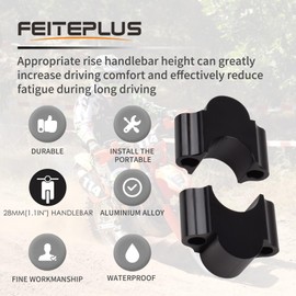 1 1/8" Handlebar Bar Risers Motorcycle Bar Clamps 28mm Bar Riser For Motorbike Pit Dirt Bikes Black Riser Extend