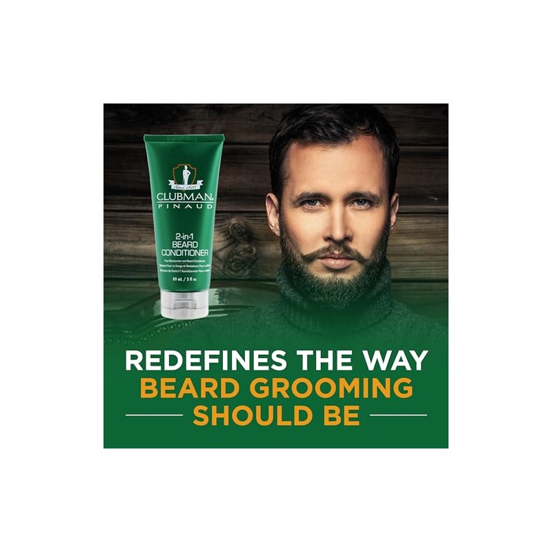 Clubman 2-in-1 Beard Conditioner and Face Moisturizer, 3 oz