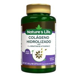 Natures Life Colgeno Hidrolizado Puro - Con L-Ornitina y Vitamina C, Suplemento Alimenticio para la Piel y Uas - 100 Cpsulas                          