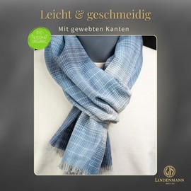 LINDENMANN Men's Scarf Light 100% Organic Cotton Blue, blue