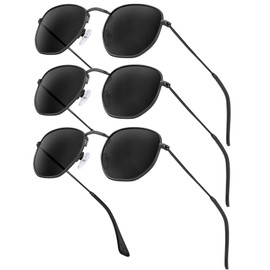 KALIYADI Hexagon Sunglasses For Women Men Polarized Square Sunglasses For Womens Sun Glasses UV Protection Metal Frame (3 Packs)