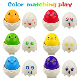 Pinkiwine Easter Hide & Squeak Eggs Montessori Sorting & Matching Learning Toys for Toddlers Kids Boys Girls Easter Basket Stuffers Gifts Party Favors
