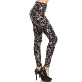 Leggings Depot Classic 1 inch Waistband Christmas & Winter Print Leggings for Women-Full Length-S651-1X3X