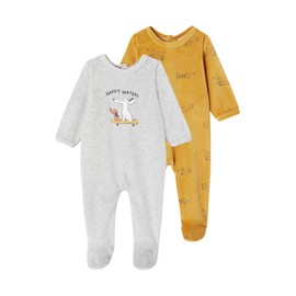 Vertbaudet VERTBAUDET2-Pack Baby Velvet Romper with Dogs Oeko-Tex, light yellow
