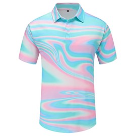 Mens Golf Polo Shirts Funny Golf Shirts for Men Short Sleeve Performance Moisture Wicking Dry Fit Neon Golf Polo Shirts