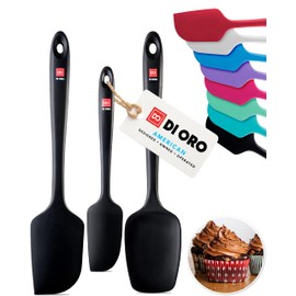 DI ORO Silicone Spatula Set - Rubber Kitchen Spatulas for Baking, Cooking, & Mixing - 600°F Heat-Resistant & BPA Free Silicone Scraper Spatulas for Nonstick Cookware - Dishwasher Safe (3pc, Black)