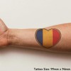 'Romania Flag Heart' Temporary Tattoo - Water Resistant, Skin-Safe, Non-Toxic
