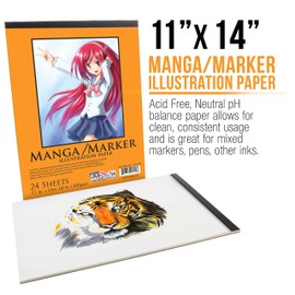 U.S. Art Supply (Pack of 2 Pads) - 11" x 14" Premium Manga-Marker Paper Pad, 60 Pound (100gsm), Pad of 24-Sheets
