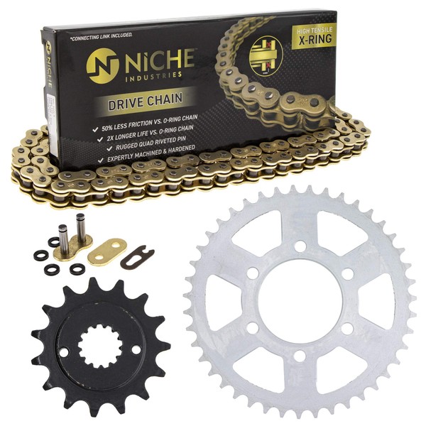 NICHE Drive Sprocket Chain Combo for Kawasaki Ninja ZX6R ZX6RR Front 15 Rear 43 Tooth 520V-X X-Ring 110 Links