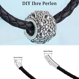 Viwind Genuine Leather Bracelet Men Women Bracelet 4 mm Wide Braided Leather Band 17.5/20.5 cm Stainless Steel Engraving for DIY Pendant Jewellery with Gift Box, Leather