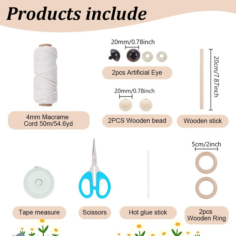 ORIGACH DIY Macrame Owl Wall Hanging Kit Hand Woven Macrame