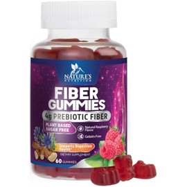 Fiber Gummies – Sugar Free Prebiotic Plant-Based Fiber 4g per Serving Supplement - Improved Soluble Formula Supports Digestive Health & Regularity - N