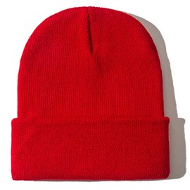 Rosoz Beanie Hats for Men, Slouchy Beanies for Men Knitted Caps for Women Soft Warm Unisex Cuffed Beanie Red