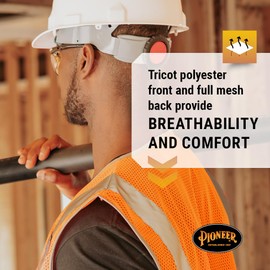 Pioneer Hi Vis Safety Vest for Men & Women - Reflective Cooling Mesh - 8 Pockets - Class 2 - Construction, Traffic, Security