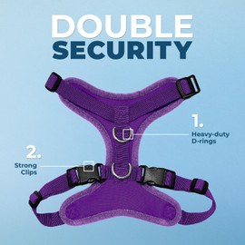 Voyager Step-in Lock Dog Harness w Reflective Dog Leash Combo Set with Neoprene Handle 5ft - Supports Small, Medium and Large Breed Puppies/Cats by Best Pet Supplies - Purple, M