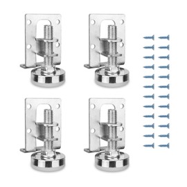 KINHARD Set of 4 Furniture Feet, Height Adjustable, Steel Adjustable Levelling Feet, Square Profile: 40 x 50 mm, Adjustable Height 11-27 mm, for Bedside, Wardrobe, Shoe Cabinet