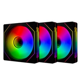 Bundle Including: 3-Pack 120mm Infinity Mirror Addressable RGB PWM Cooling Fans, 1 x PWM Fan Hub Black