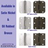 Hardware Essentials 854325 Square Corner Satin Nickel Squeak-Proof Door Hinges