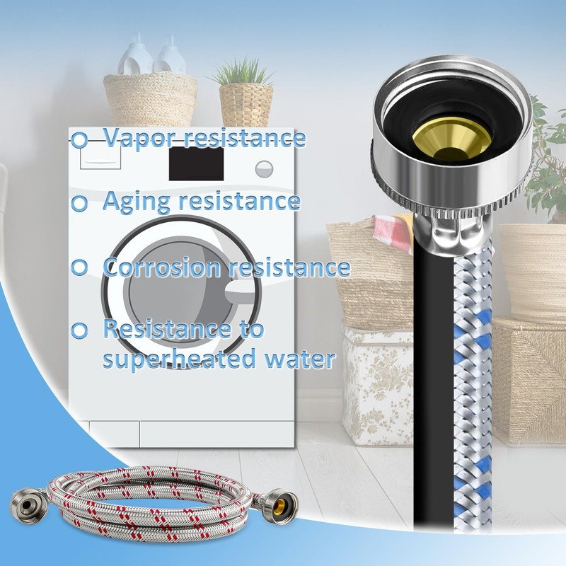 Cenipar Washing Machine Hoses 6 feet Premium Stainless Steel with