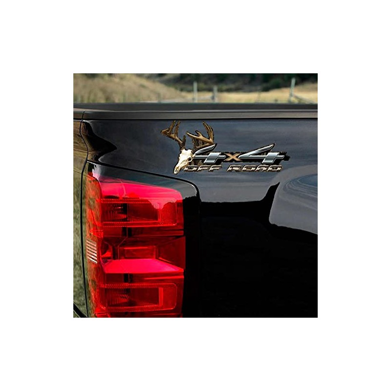 4x4 Camouflage Whitetail Deer Hunting Truck Decal Set Natural Skull