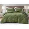 Chezmoi Collection Logan Olive Green Comforter Set King Size 3-Piece