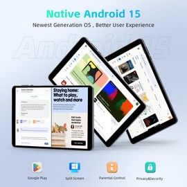 HAOVM 【2025 Android 15 Tablet M8 Tablet 8 inch，8 core CPU, 12GB+64GB，2TB Expandable, HD IPS Display, Wi-Fi 6, BT5.4, 5MP+8MP Camera, 5100mAh Large Battery, Widevine L1, Black