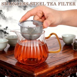Kichvoe - Colador de tetera, 4 piezas de malla de acero inoxidable de 8,5 cm, filtro de té de malla fina, filtro de té, tamiz de té, accesorios para tetera, tetera, tetera