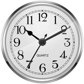 Hicarer 3-1/2 Inch (90 mm) Quartz Clock Fit-up/Insert with Arabic Numeral (Silver)