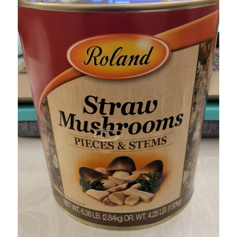 ROLAND STRAW MUSHROOMS 6.26LB/ 102oz EA #10 CAN PIECES &