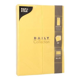 50 Cutlery Pockets Napkins 'Daily Collection' 48 cm x 30 cm Yellow with Cutlery Fold
