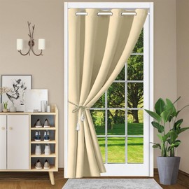 SK Studio Door Curtain, Opaque Thermal Curtains with Eyelets, Cold Protection, Heat Insulation for Bedroom Door, Wardrobe, Beige, 86 x 203 cm