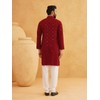 Sojanya (Since 1958 Men'S Cotton Embroidered Sequinned Maroon Long Kurta