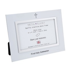 Metal Planet Ltd First Holy Communion aluminium white photo frame (6x4 size)