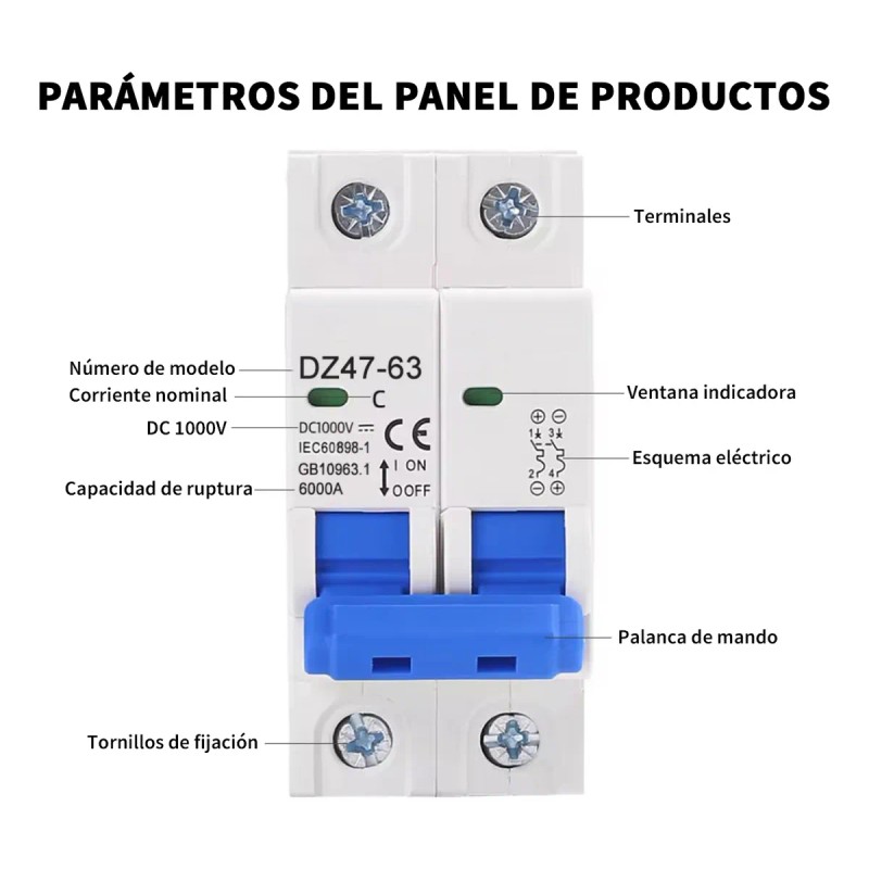 Interruptor Termomagnético Solar Fotovoltaico Dc 1000v