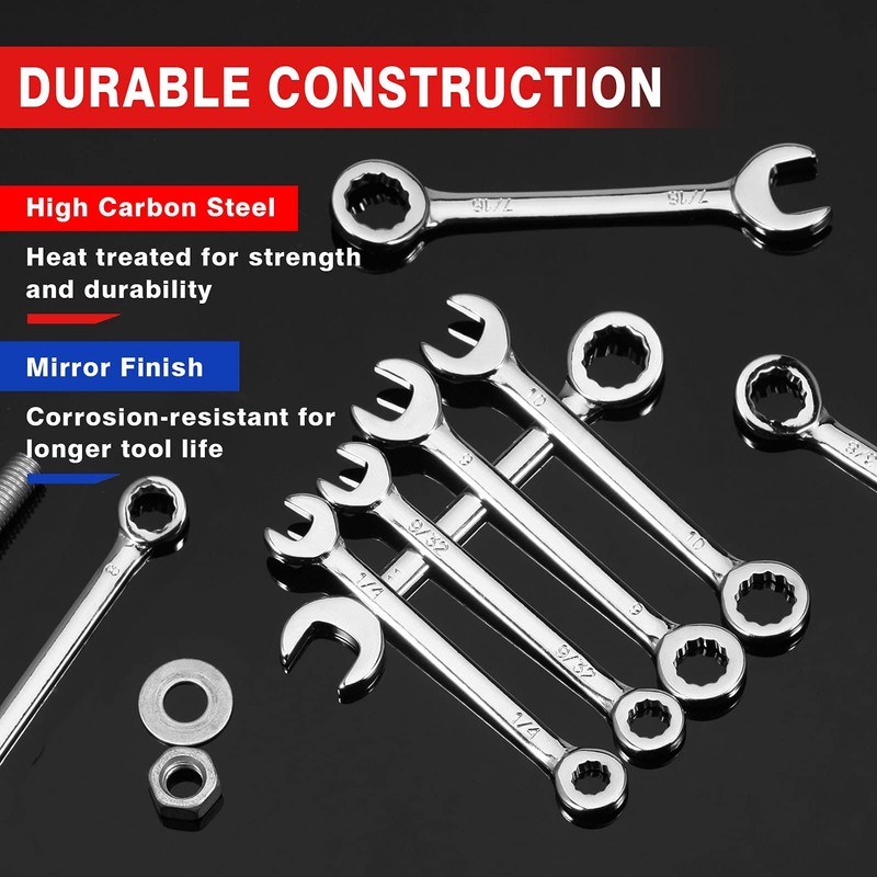 SPEEDWOX Mini Wrench Set Metric SAE Ignition Wrench Sets Open
