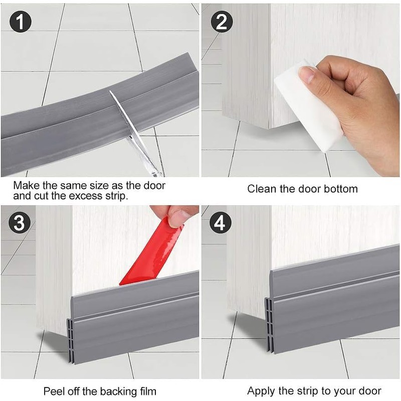 Hojoy 2 Pack Under Door Draft Stopper, Adjustable Door Sweep