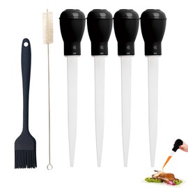 6 Pcs Turkey Baster,Baster for Cooking,Meat Injector,Set with Cleaning Brush,Suitable for Roasted Chicken Beef and Barbecue, Easy to Clean and Maintain
