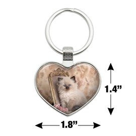 Ragdoll Tiffany Cat Kitten Victorian Roses Keychain Heart Love Metal Key Chain Ring