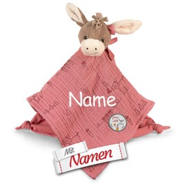 Sterntaler Donkey Emmily Cuddly Blanket with Embroidered Name, Muslin Cuddle Blanket as a Gift Idea for Birth